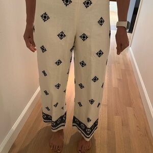 White and Black Patterned Pants